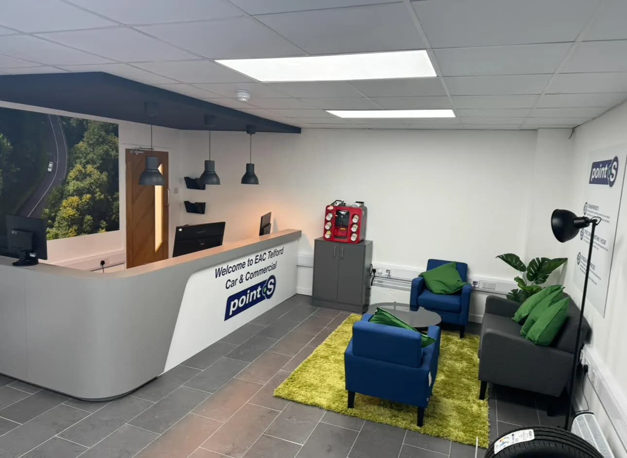 Reception and waiting area at EAC Telford Car & Commercial