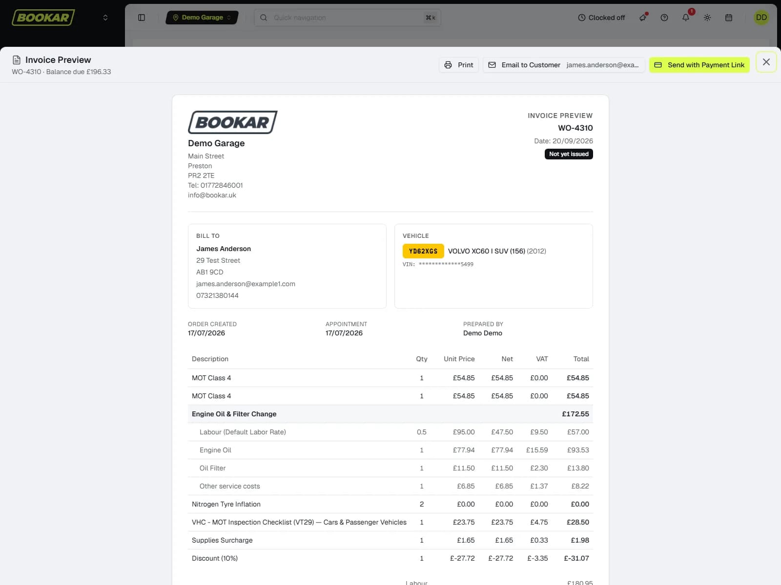 The invoice preview drawer